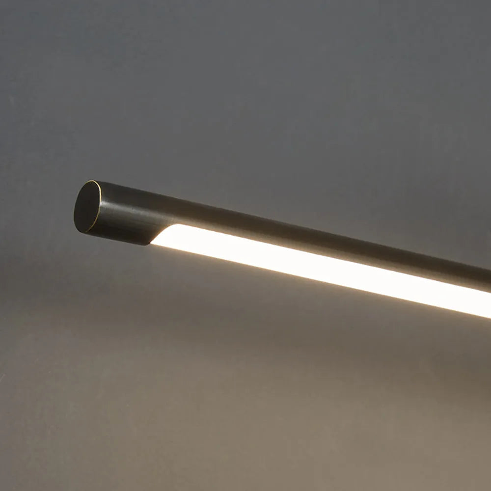 Minimalistische lineaire make-uplamp – zwart/goud metaal & acryl voor badkamer - Flindria