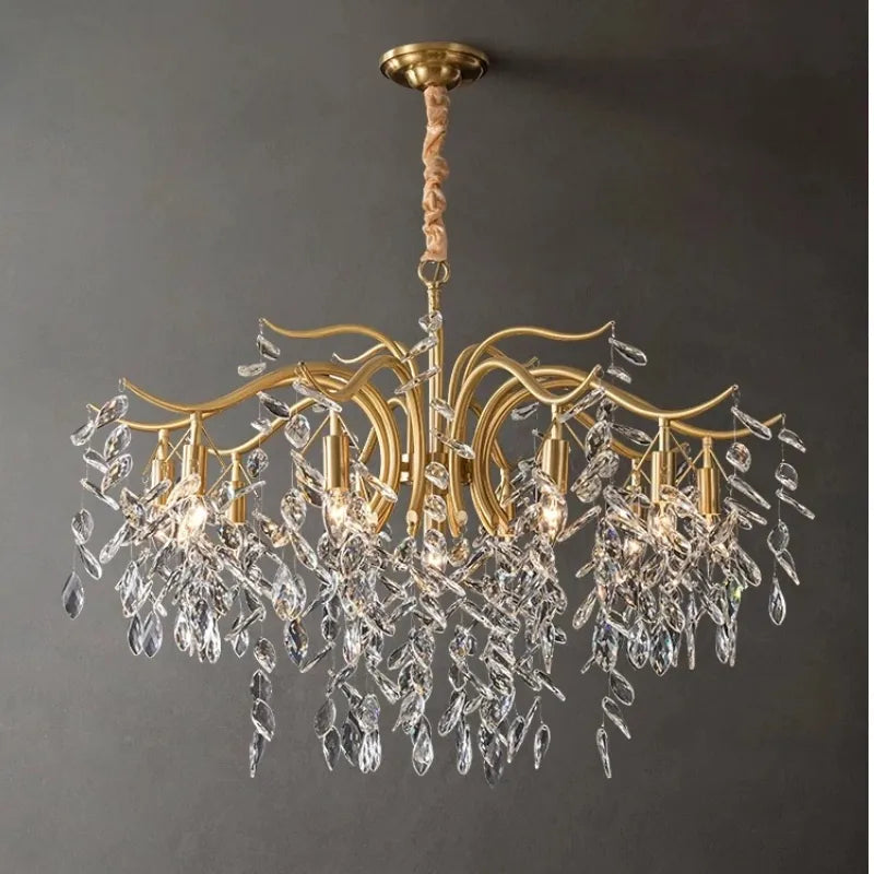 Royal Kristal Kroonluchter – Luxe Zwart/Gouden Afwerking voor Woon-/Eetkamer - Flindria