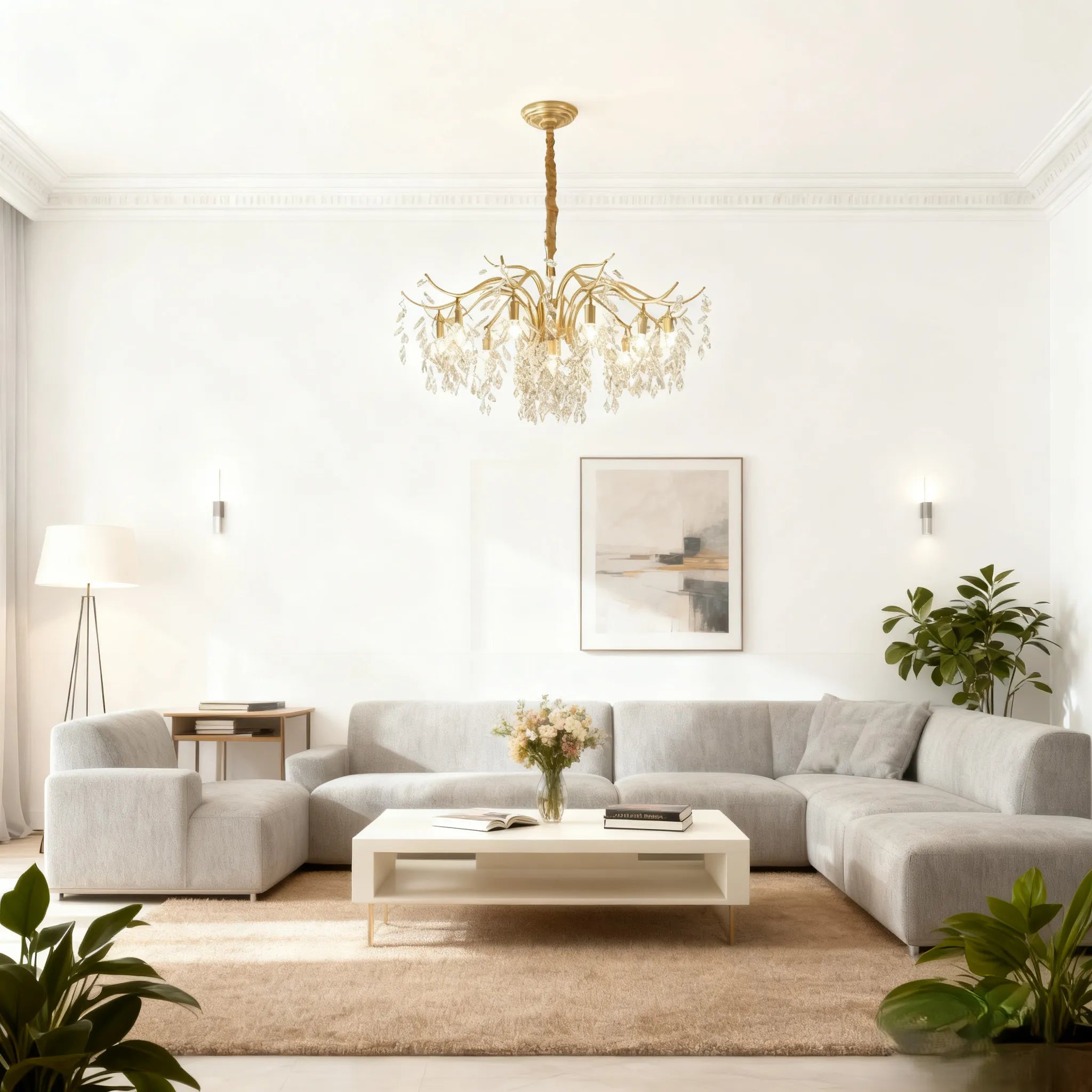 Royal Kristal Kroonluchter – Luxe Zwart/Gouden Afwerking voor Woon-/Eetkamer - Flindria