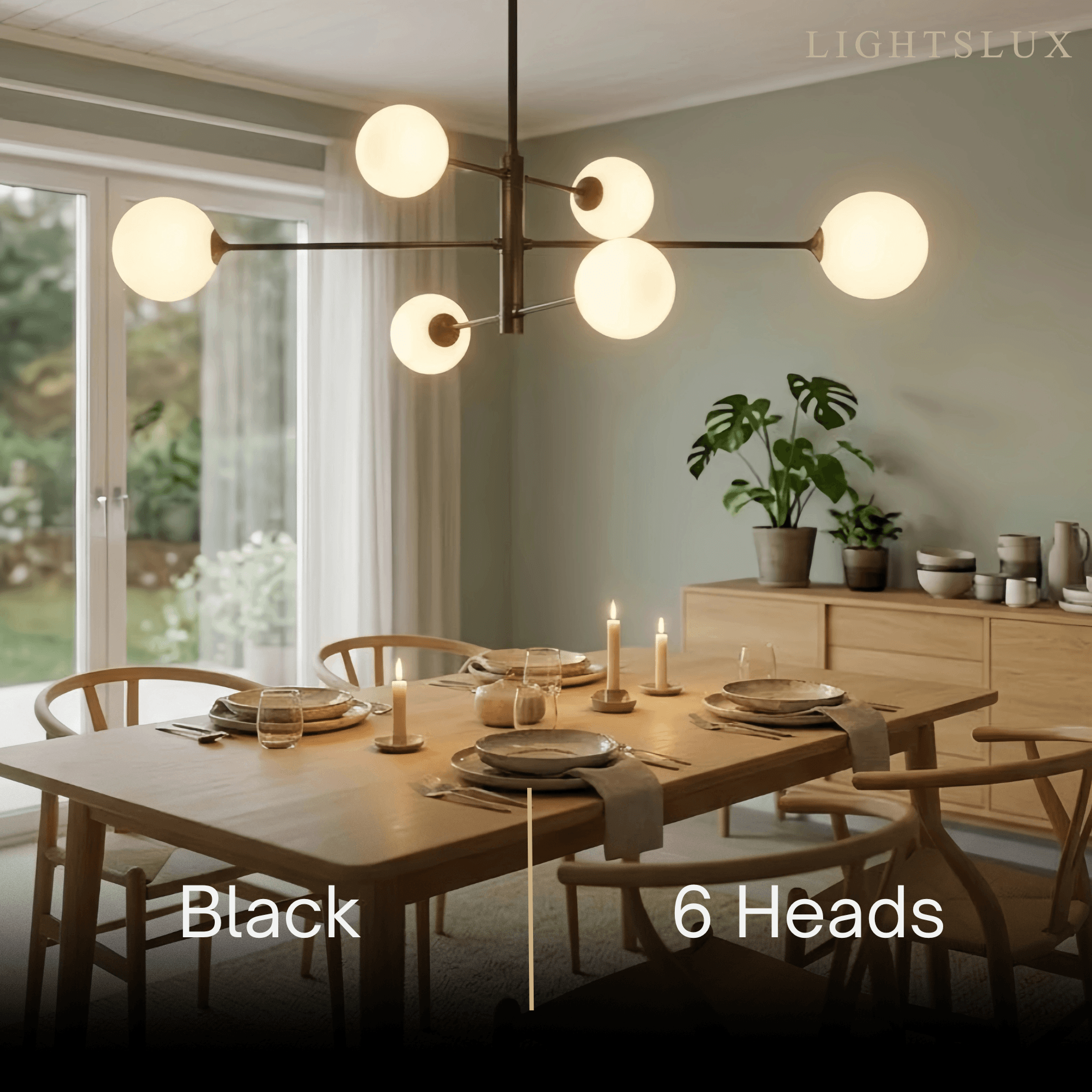 Modern Chandelier - Black/Copper Metal/Glass for Dining Room - Flindria