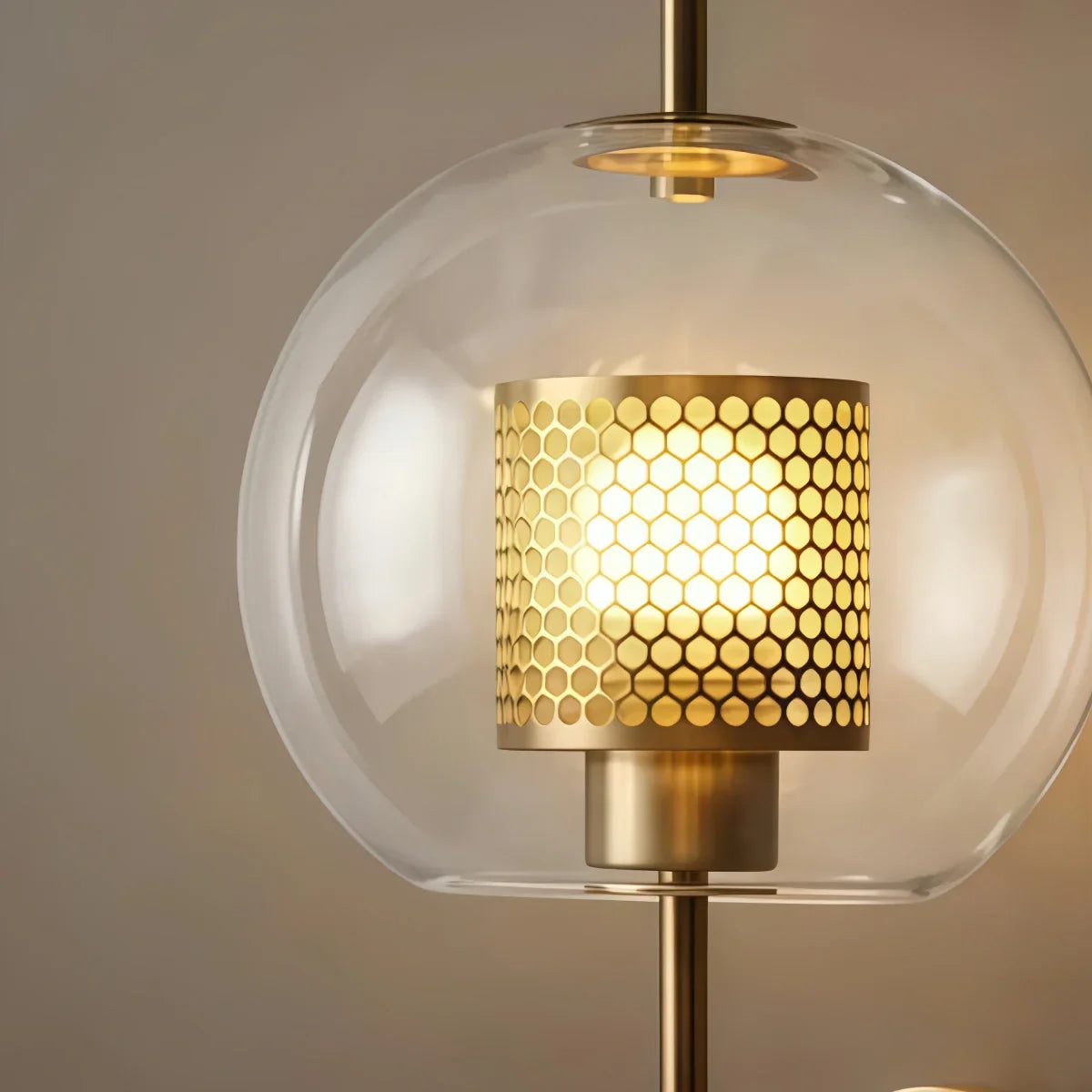 kunglig glas/koppar vägglampa - silverdetaljer för vardagsrum/sovrum - Flindria
