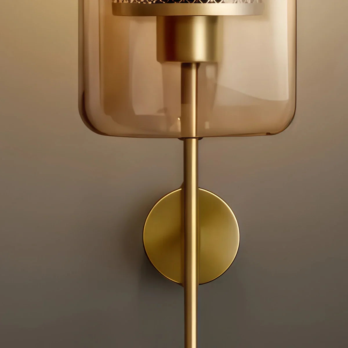 kunglig glas/koppar vägglampa - silverdetaljer för vardagsrum/sovrum - Flindria