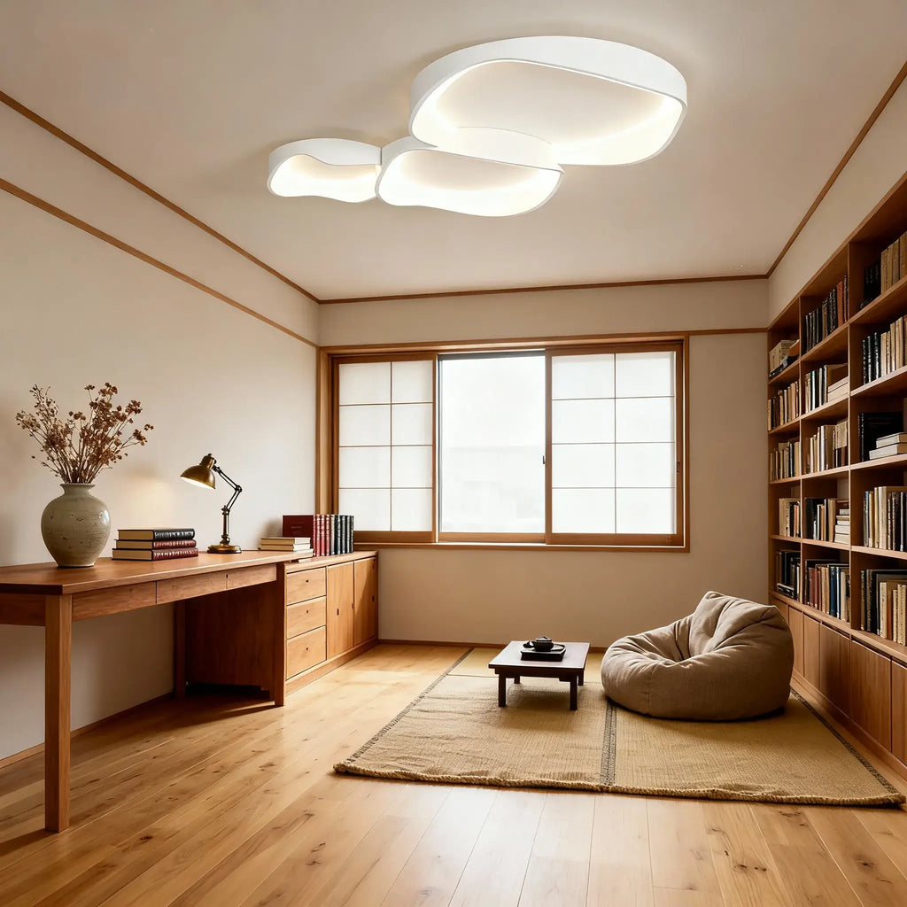 Modern White LED Flush Mount Ceiling Light – Metal /Acrylic for Living Room - Flindria
