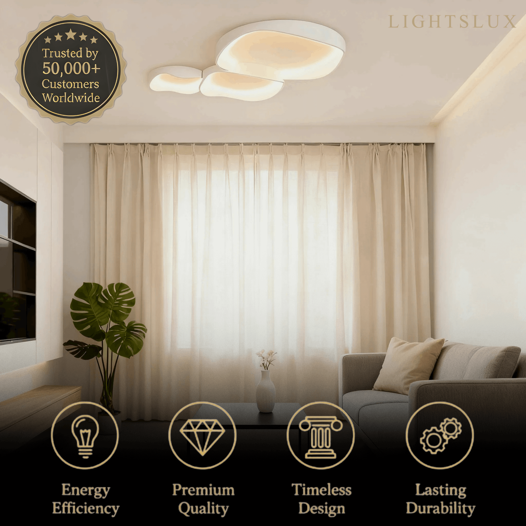 Modern White LED Flush Mount Ceiling Light – Metal /Acrylic for Living Room - Flindria