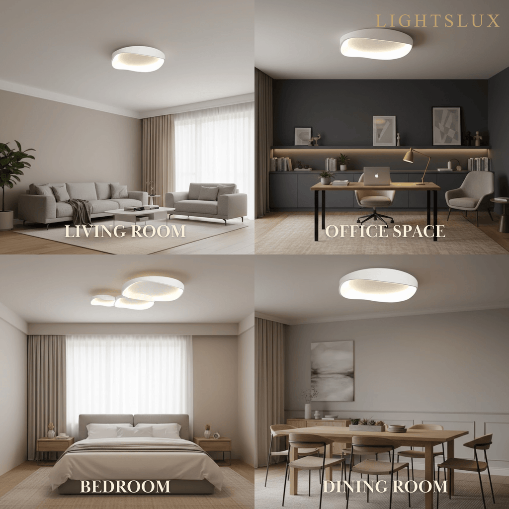 Modern White LED Flush Mount Ceiling Light – Metal /Acrylic for Living Room - Flindria