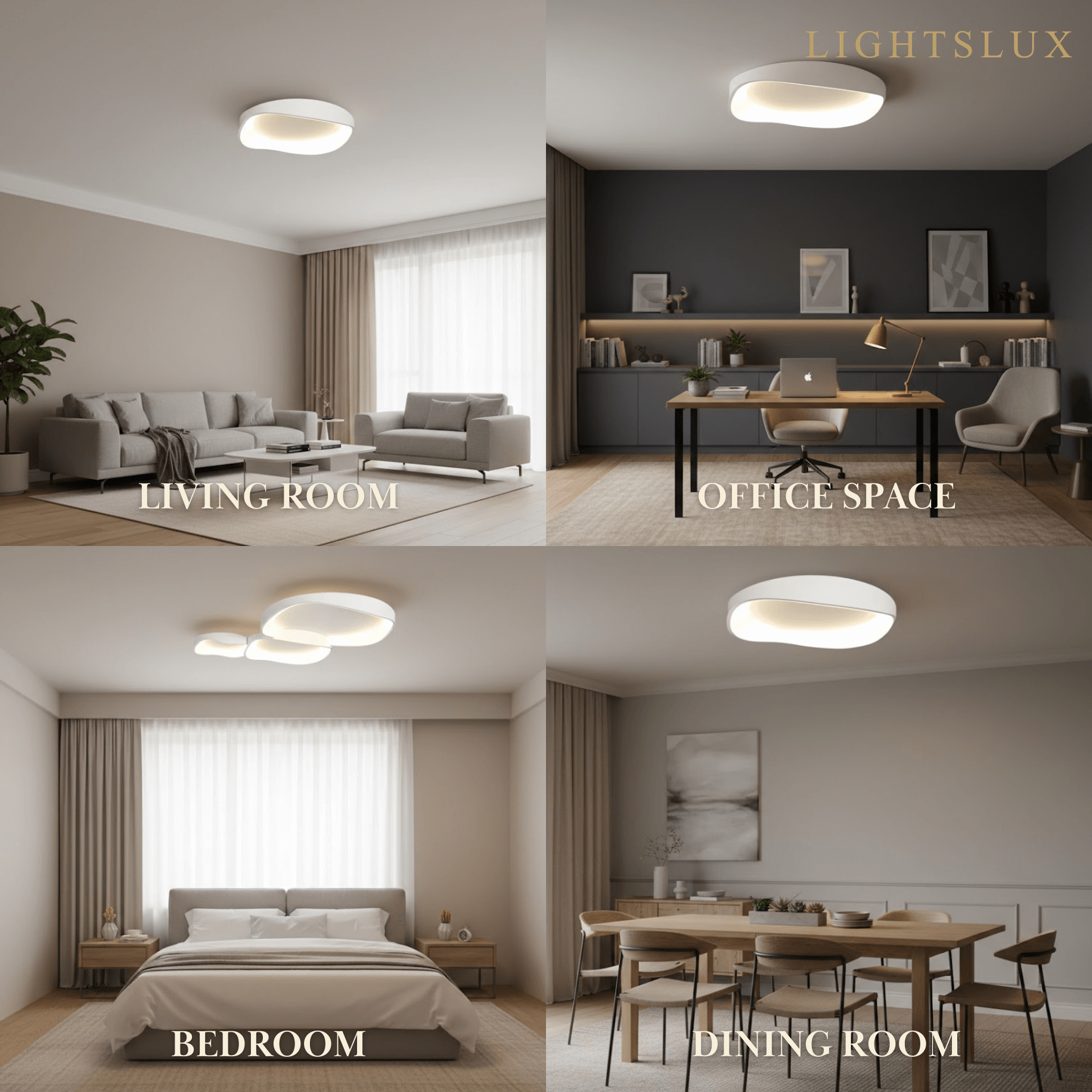 Modern White LED Flush Mount Ceiling Light – Metal /Acrylic for Living Room - Flindria