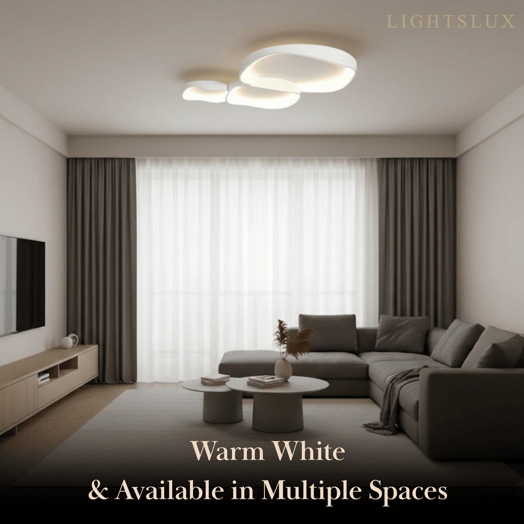 Modern White LED Flush Mount Ceiling Light – Metal /Acrylic for Living Room - Flindria