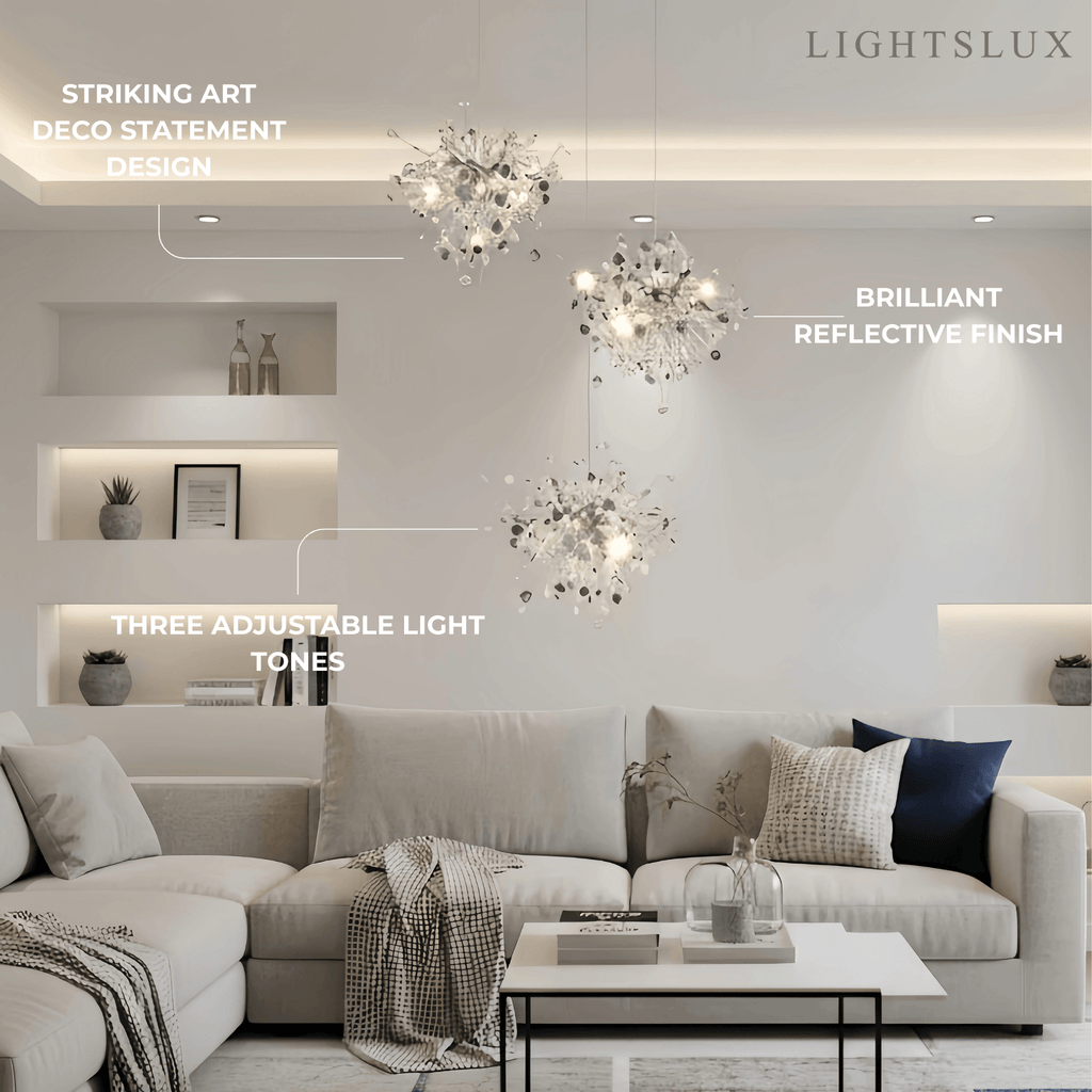 Art Deco Cluster Chandelier – Luxurious Gold/Silver Metal for Dining Room - Flindria