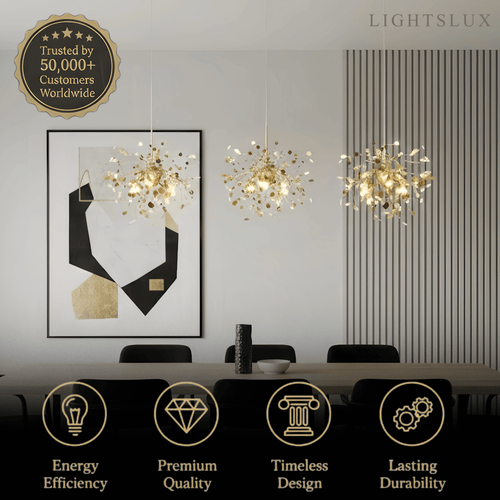 Art Deco Cluster Chandelier – Luxurious Gold/Silver Metal for Dining Room - Flindria