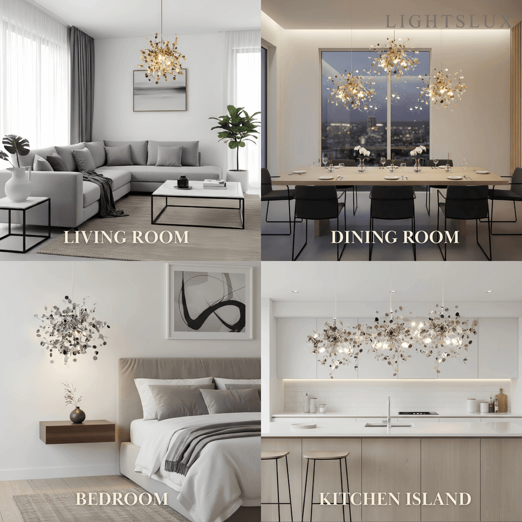 Art Deco Cluster Chandelier – Luxurious Gold/Silver Metal for Dining Room - Flindria