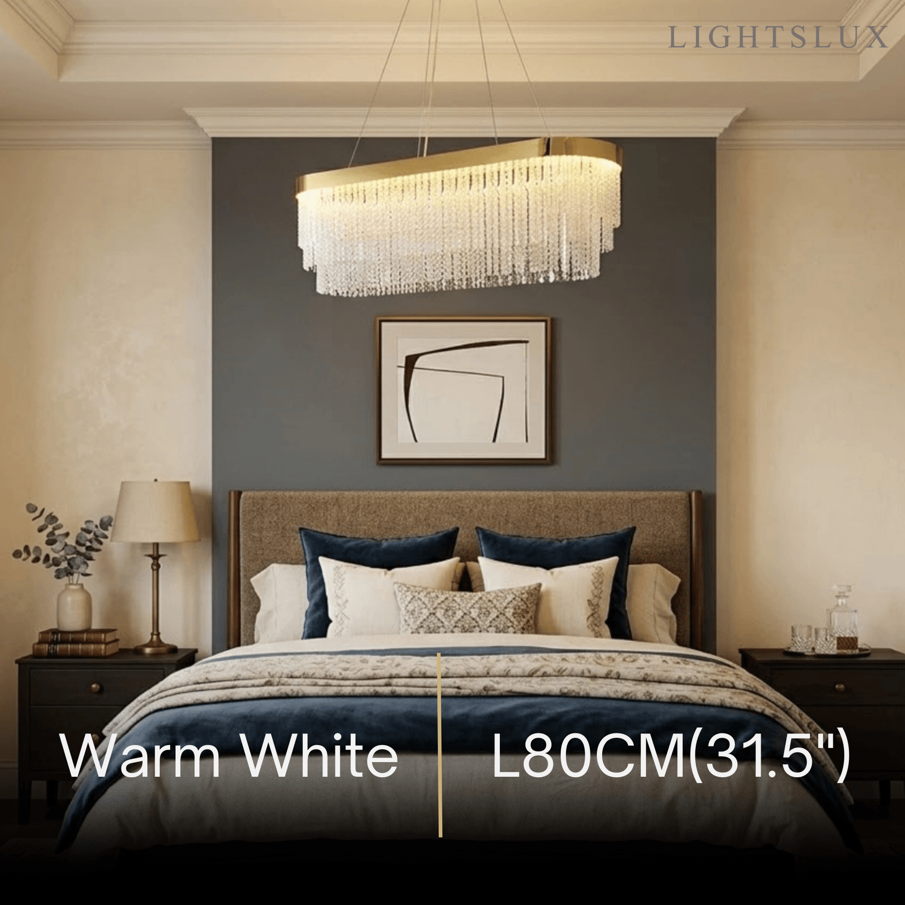 Lámpara colgante Royal con cristales - Metal dorado con borlas para dormitorio/comedor - Flindria