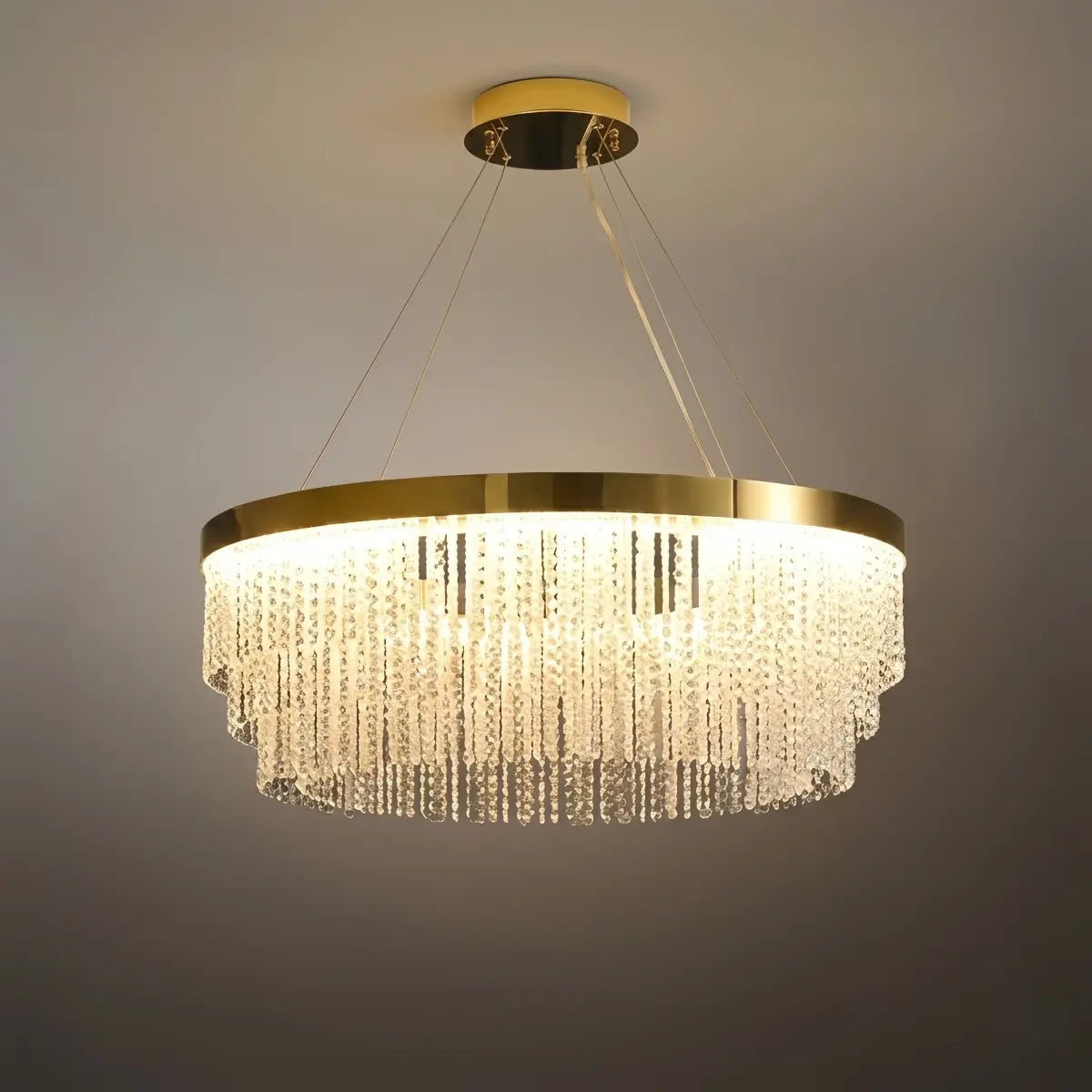 Suspension Royal en cristal - Métal or avec pampille pour chambre/salle à manger - Flindria