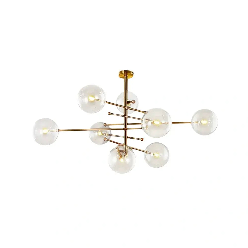 Lámpara de araña real de ramas y vidrio – Metal negro/dorado de lujo para comedor - Flindria
