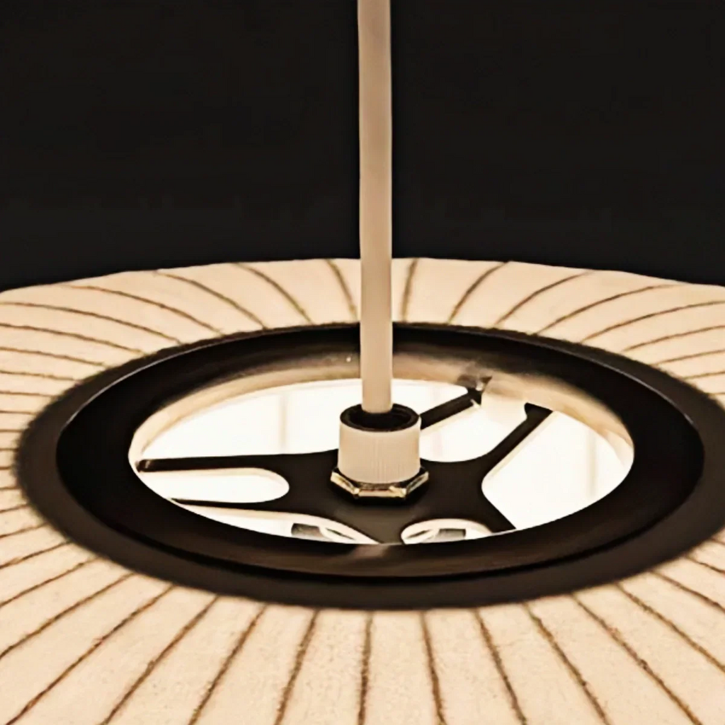 Japandi wabi-sabi White Pendant Light - Metal Frame with Silk-inspired Shade - Flindria