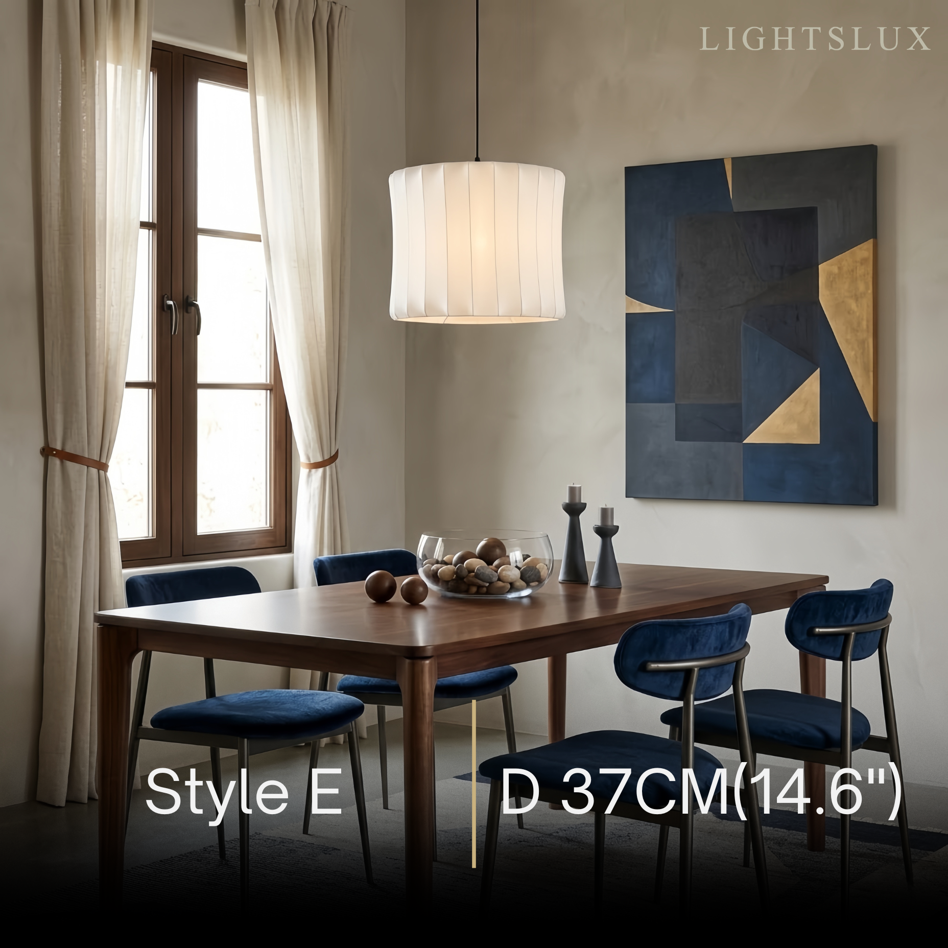 Japandi wabi-sabi White Pendant Light - Metal Frame with Silk-inspired Shade - Flindria