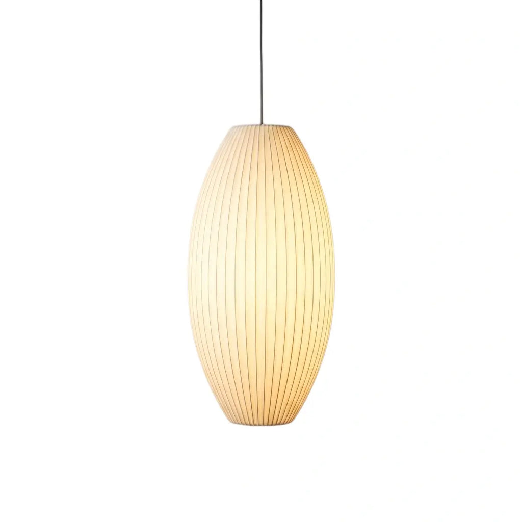 Japandi wabi-sabi White Pendant Light - Metal Frame with Silk-inspired Shade - Flindria