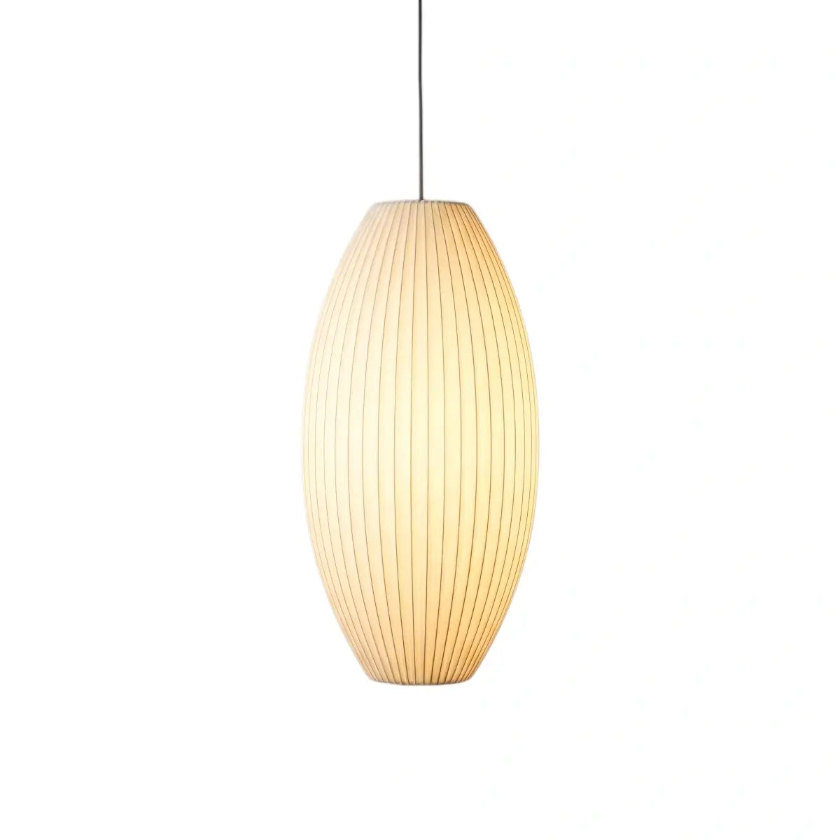 Japandi wabi-sabi White Pendant Light - Metal Frame with Silk-inspired Shade - Flindria