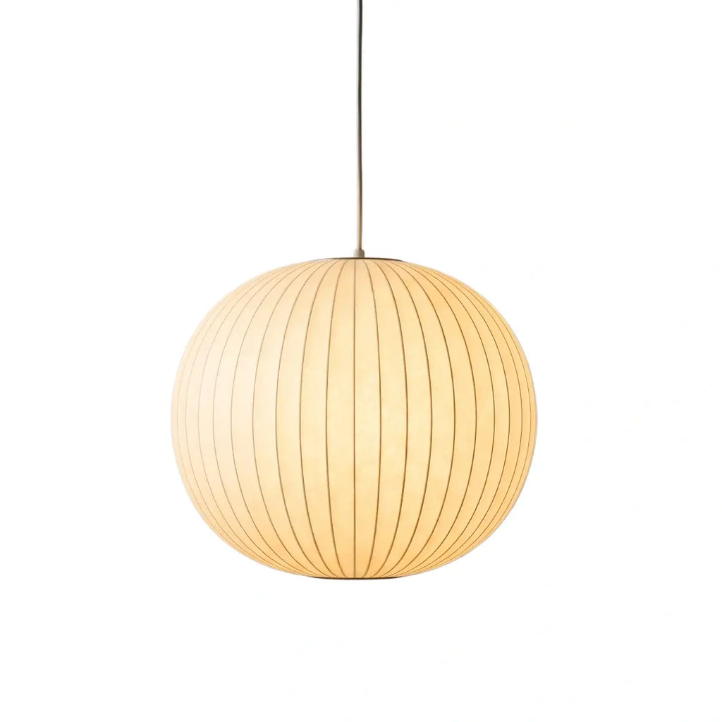 Japandi wabi-sabi White Pendant Light - Metal Frame with Silk-inspired Shade - Flindria