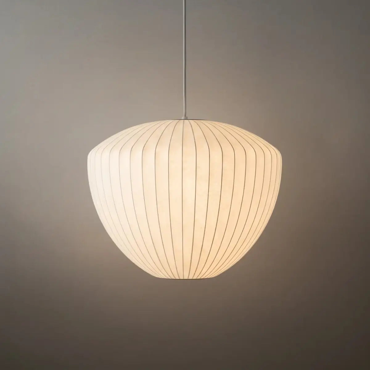 Japandi wabi-sabi White Pendant Light - Metal Frame with Silk-inspired Shade - Flindria