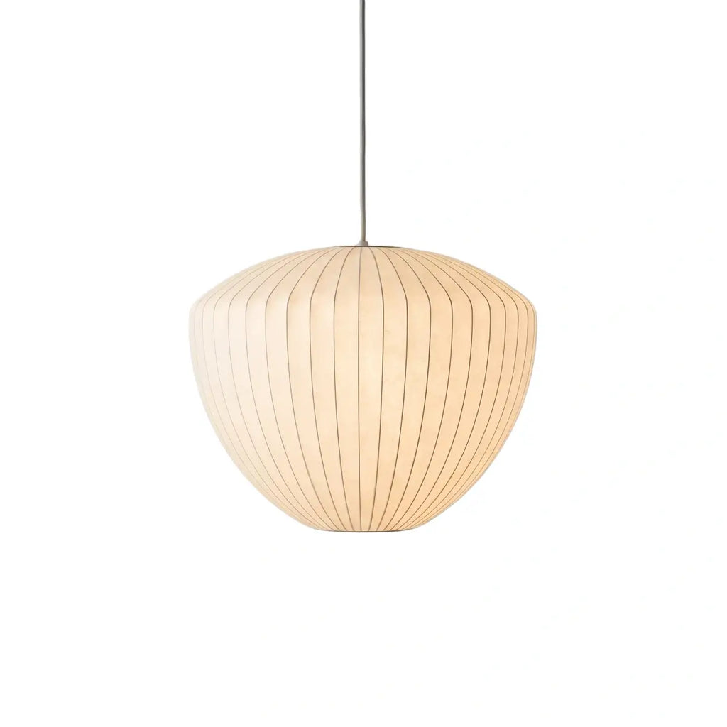 Japandi wabi-sabi White Pendant Light - Metal Frame with Silk-inspired Shade - Flindria