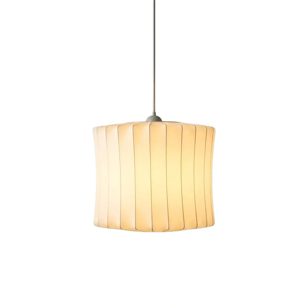 Japandi wabi-sabi White Pendant Light - Metal Frame with Silk-inspired Shade - Flindria