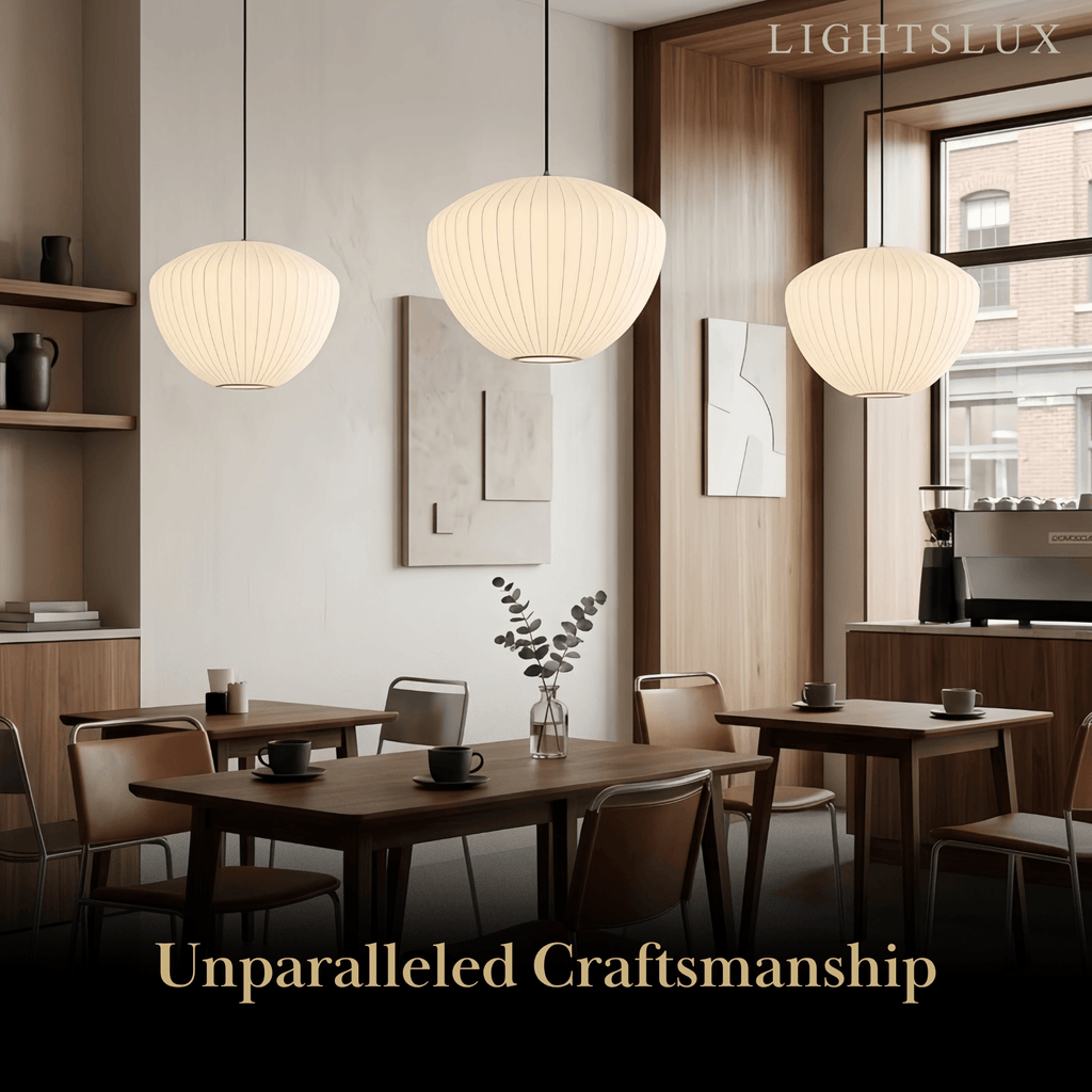 Japandi wabi-sabi White Pendant Light - Metal Frame with Silk-inspired Shade - Flindria