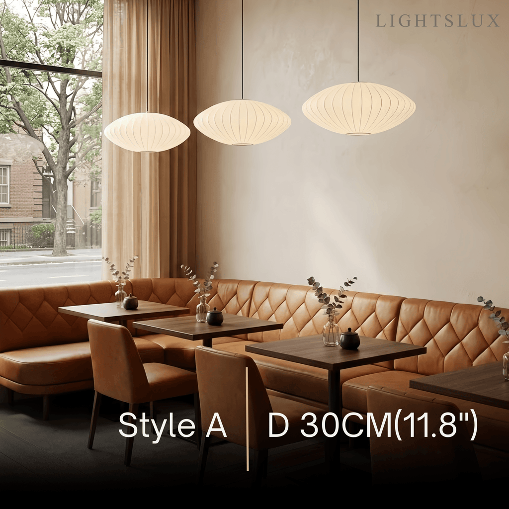 Japandi wabi-sabi White Pendant Light - Metal Frame with Silk-inspired Shade - Flindria