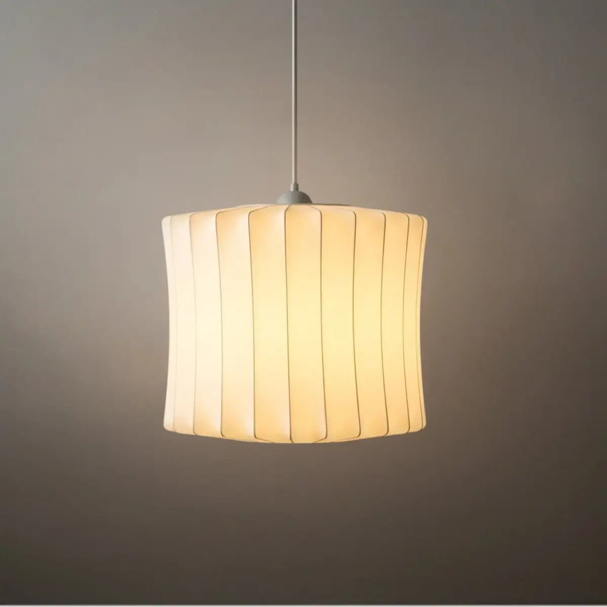 Japandi wabi-sabi White Pendant Light - Metal Frame with Silk-inspired Shade - Flindria