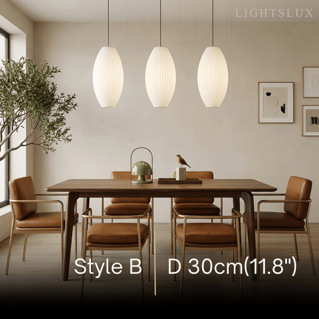 Japandi wabi-sabi White Pendant Light - Metal Frame with Silk-inspired Shade - Flindria