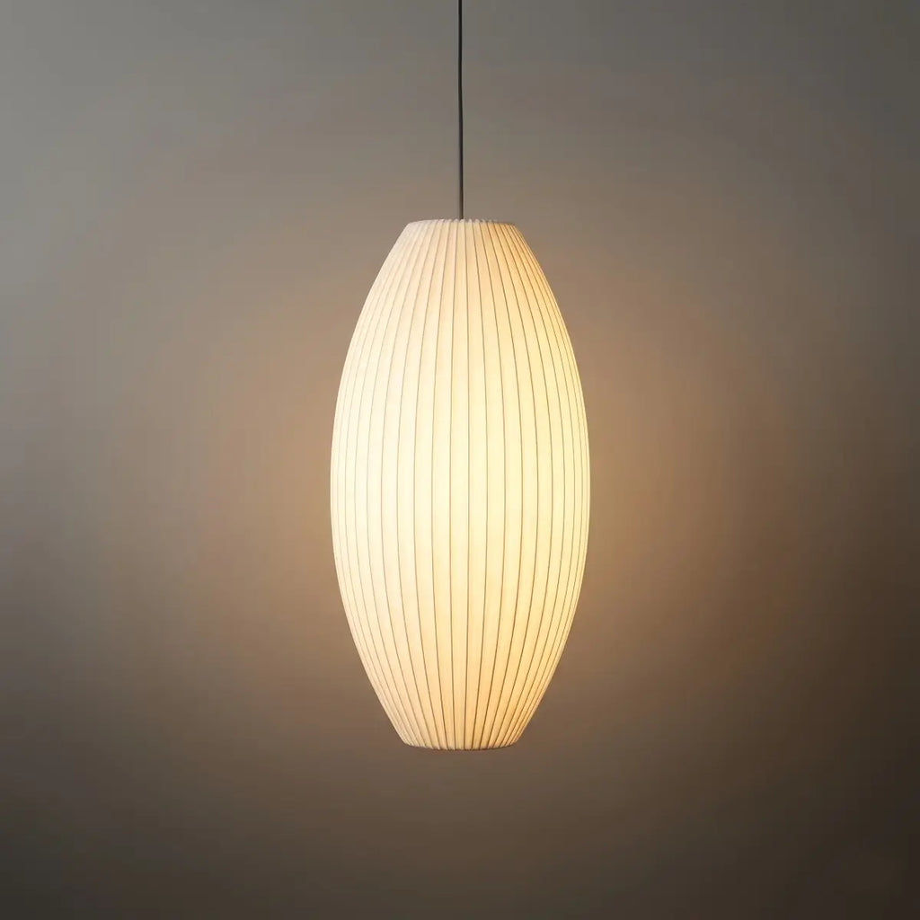 Japandi wabi-sabi White Pendant Light - Metal Frame with Silk-inspired Shade - Flindria