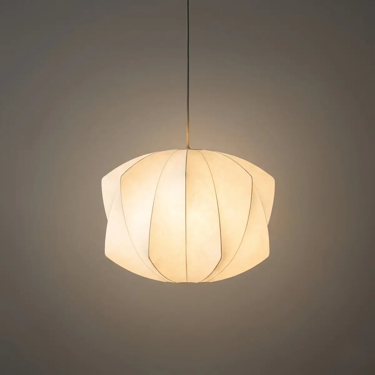 Japandi wabi-sabi White Pendant Light - Metal Frame with Silk-inspired Shade - Flindria