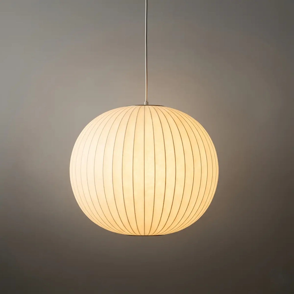Japandi wabi-sabi White Pendant Light - Metal Frame with Silk-inspired Shade - Flindria