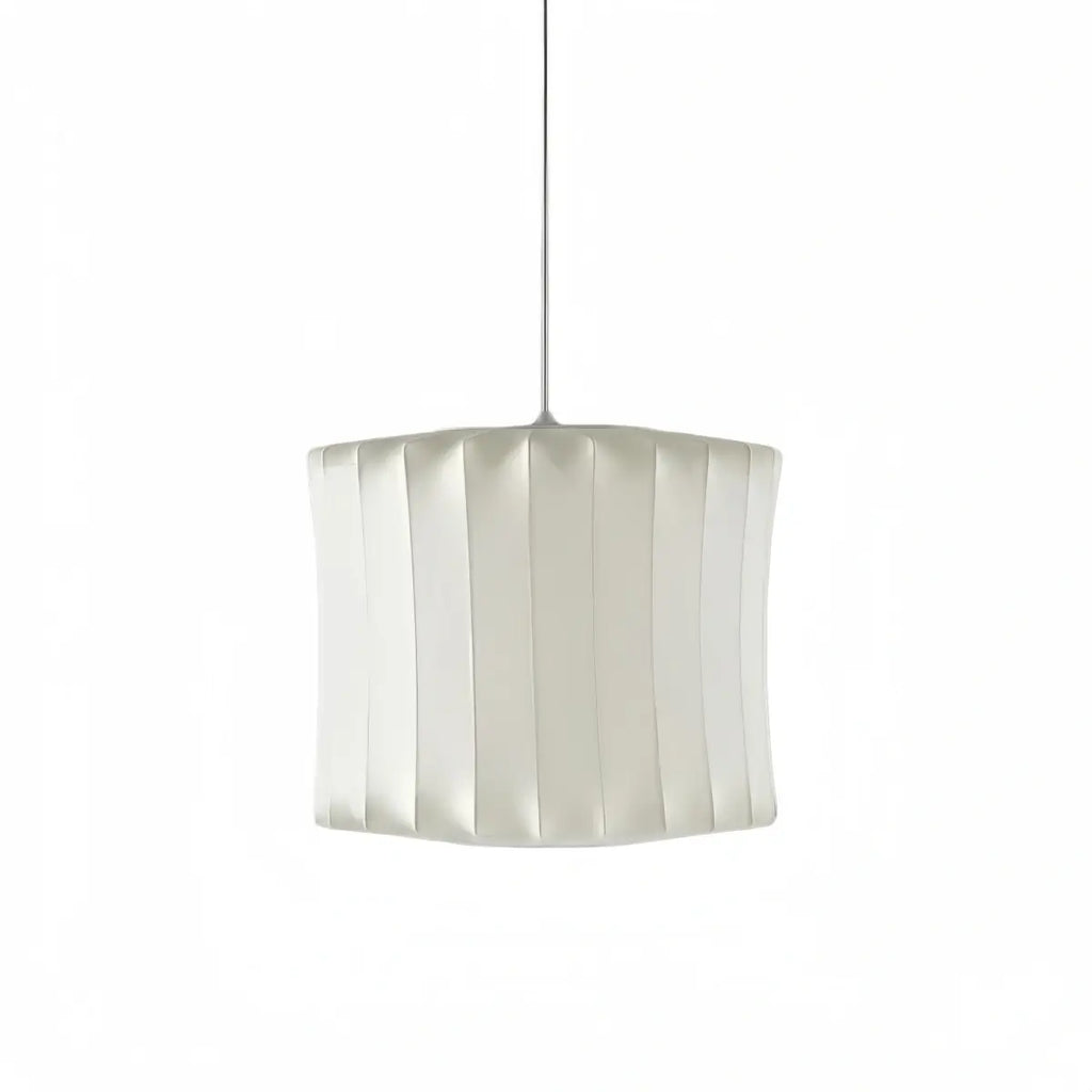 Japandi wabi-sabi White Pendant Light - Metal Frame with Silk-inspired Shade - Flindria