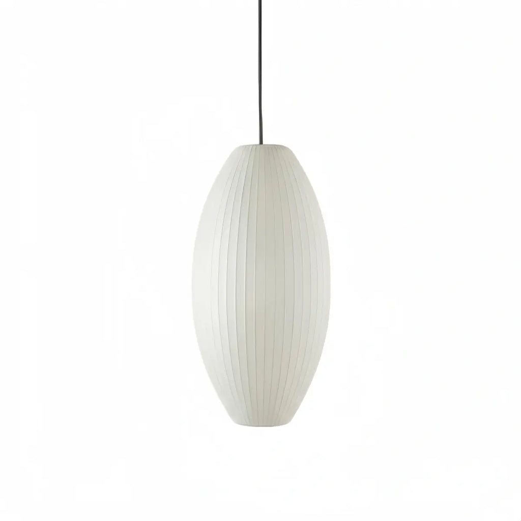 Japandi wabi-sabi White Pendant Light - Metal Frame with Silk-inspired Shade - Flindria
