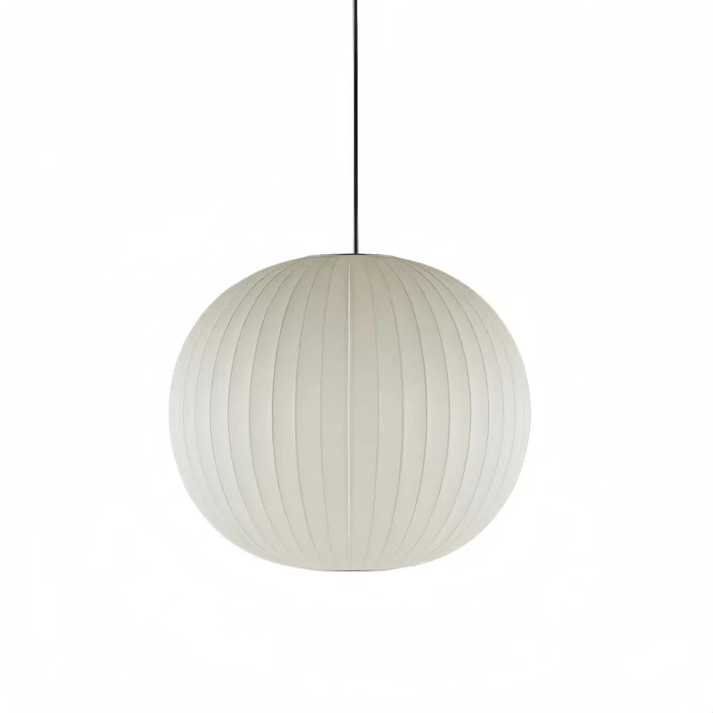Japandi wabi-sabi White Pendant Light - Metal Frame with Silk-inspired Shade - Flindria