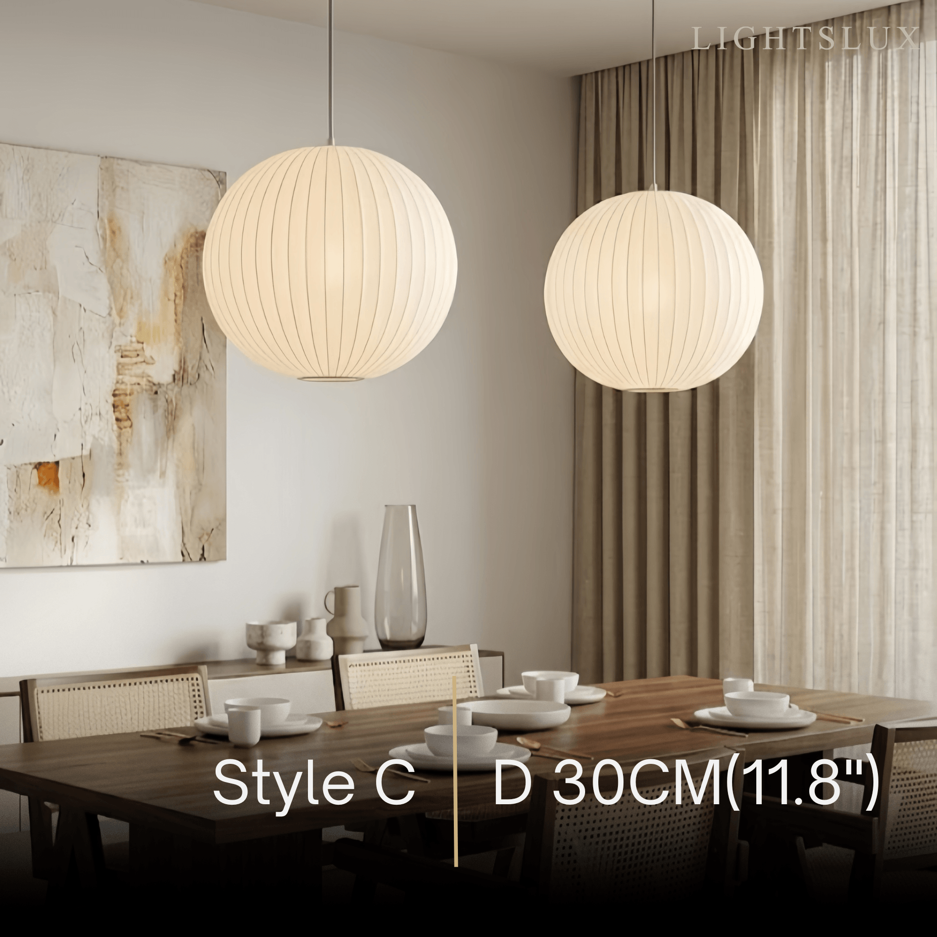 Japandi wabi-sabi White Pendant Light - Metal Frame with Silk-inspired Shade - Flindria