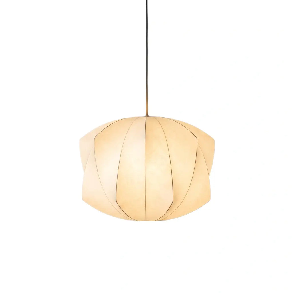 Japandi wabi-sabi White Pendant Light - Metal Frame with Silk-inspired Shade - Flindria