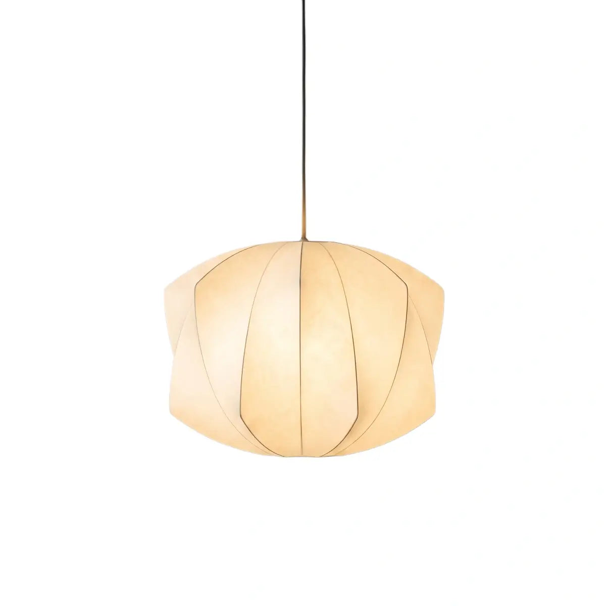Japandi wabi-sabi White Pendant Light - Metal Frame with Silk-inspired Shade - Flindria
