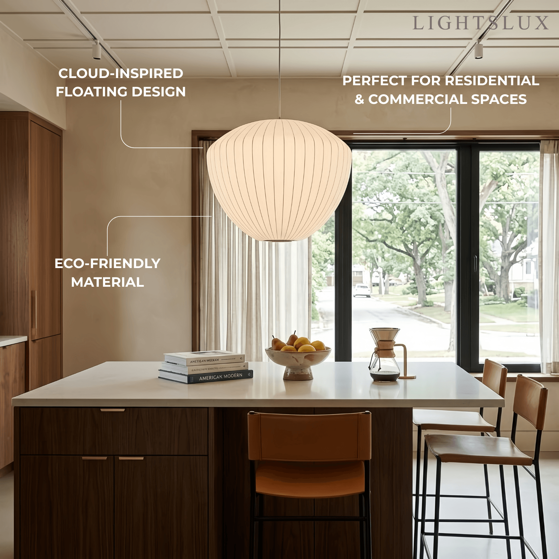 Japandi wabi-sabi White Pendant Light - Metal Frame with Silk-inspired Shade - Flindria