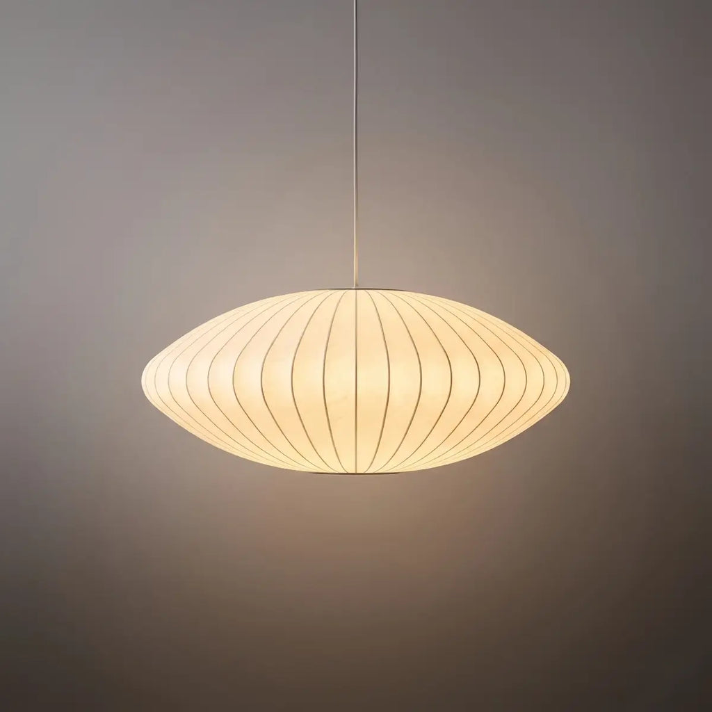 Japandi wabi-sabi White Pendant Light - Metal Frame with Silk-inspired Shade - Flindria