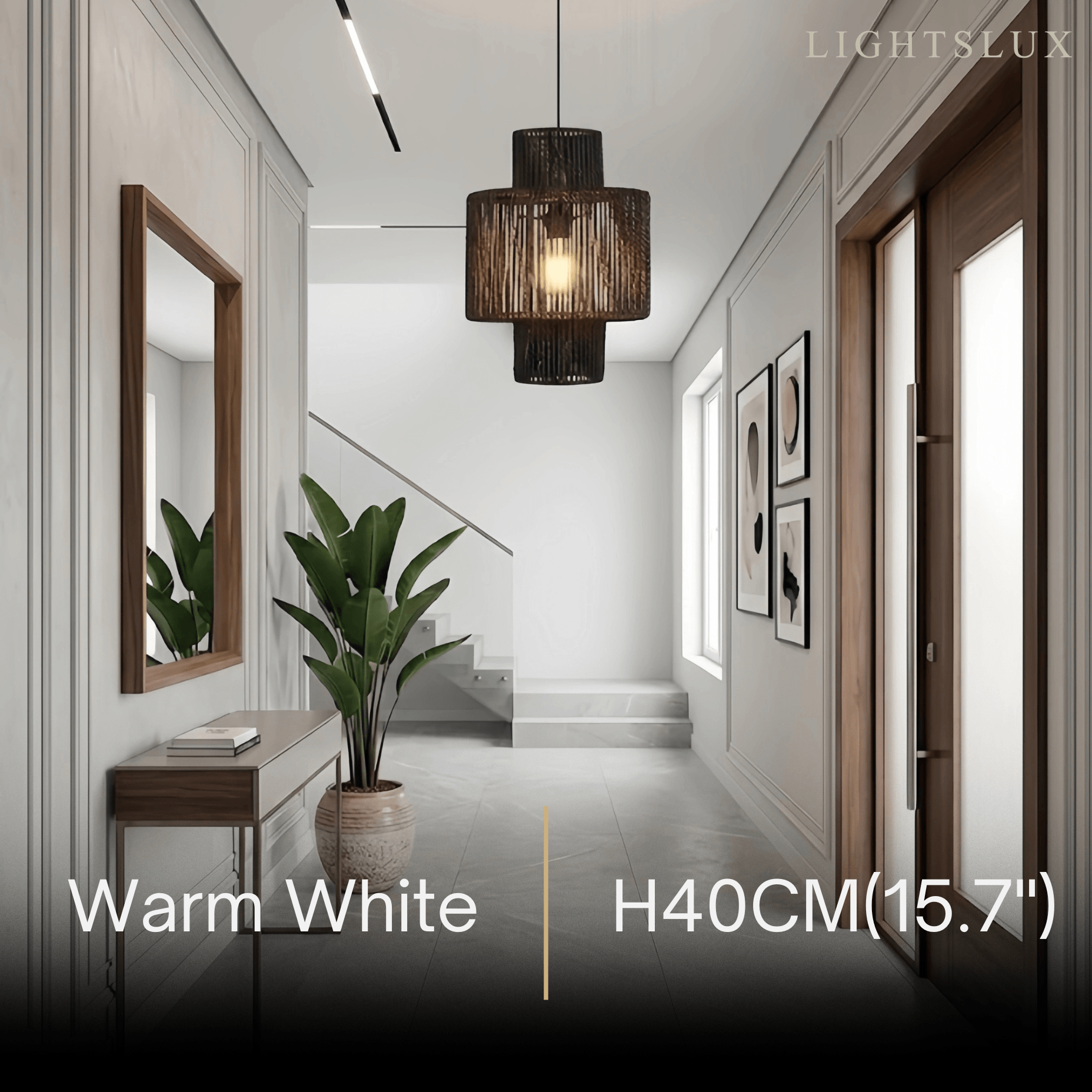 Farmhouse Drum Pendant Light — Black Metal & Rattan for Dining Room - Flindria