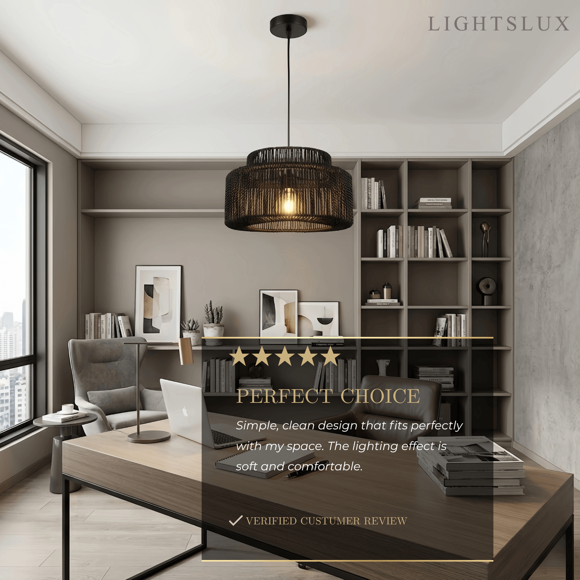 Farmhouse Drum Pendant Light — Black Metal & Rattan for Dining Room - Flindria