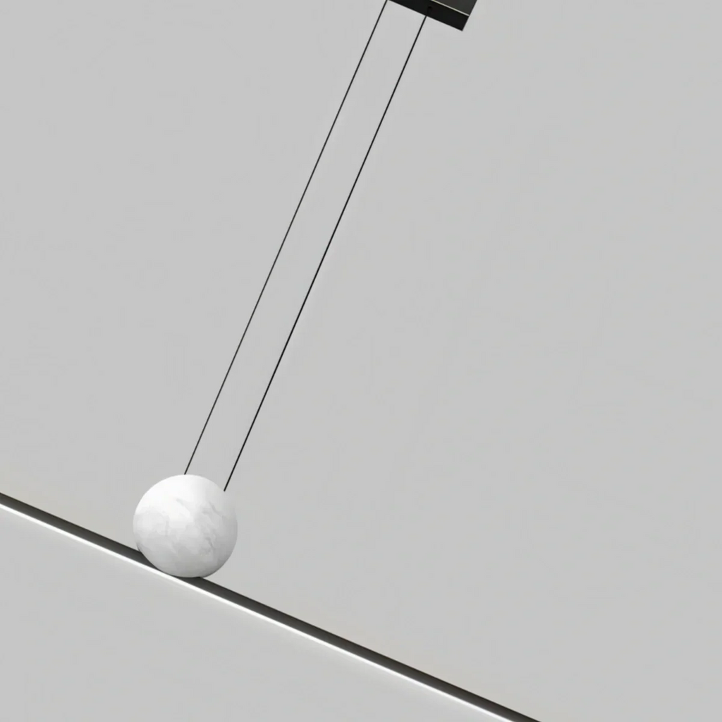 Modern Linear Pendant Light - Black/Gold Metal & Marble for Kitchen - Flindria