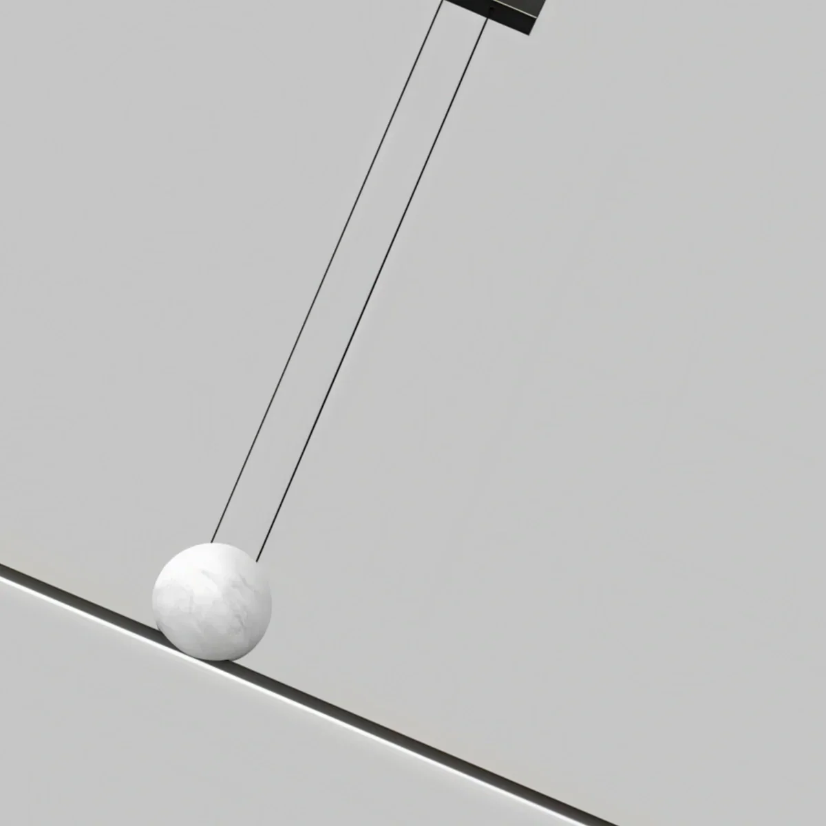 Modern Linear Pendant Light - Black/Gold Metal & Marble for Kitchen - Flindria