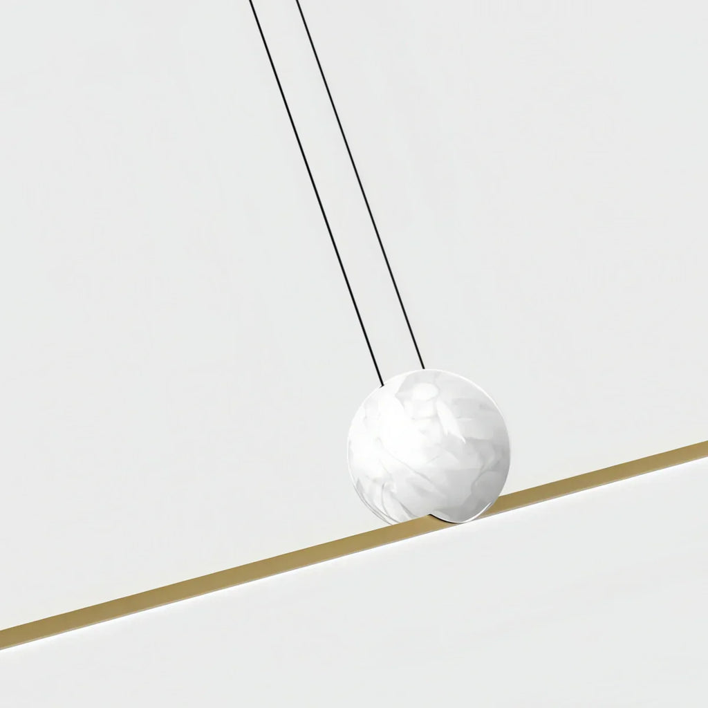 Modern Linear Pendant Light - Black/Gold Metal & Marble for Kitchen - Flindria