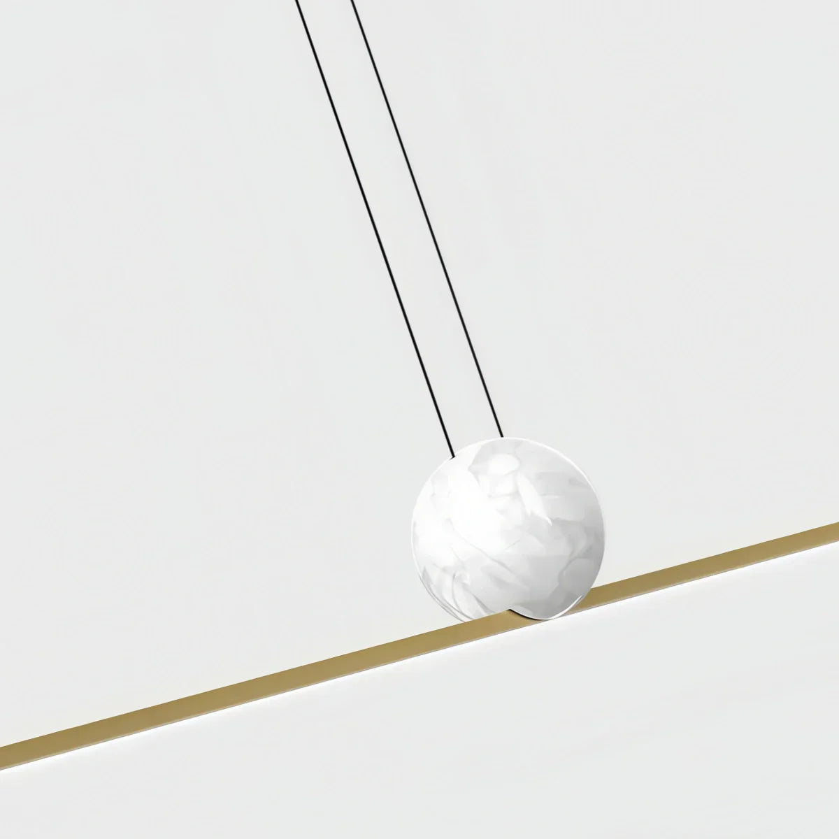Modern Linear Pendant Light - Black/Gold Metal & Marble for Kitchen - Flindria
