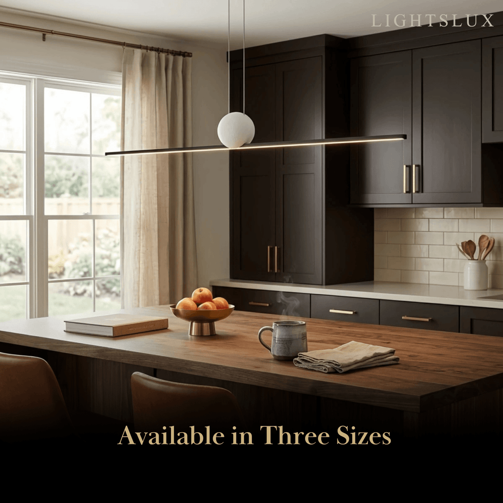 Modern Linear Pendant Light - Black/Gold Metal & Marble for Kitchen - Flindria