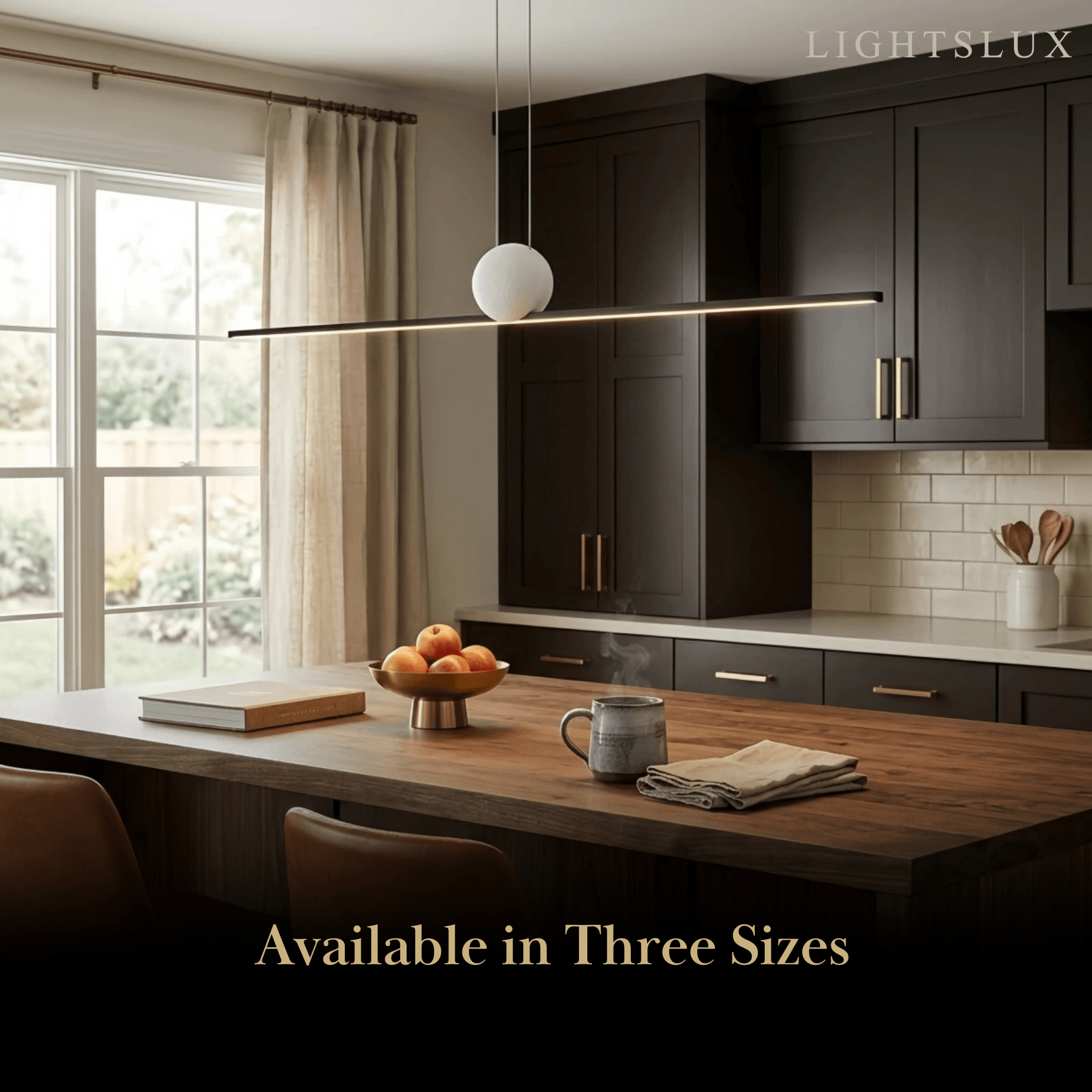Modern Linear Pendant Light - Black/Gold Metal & Marble for Kitchen - Flindria