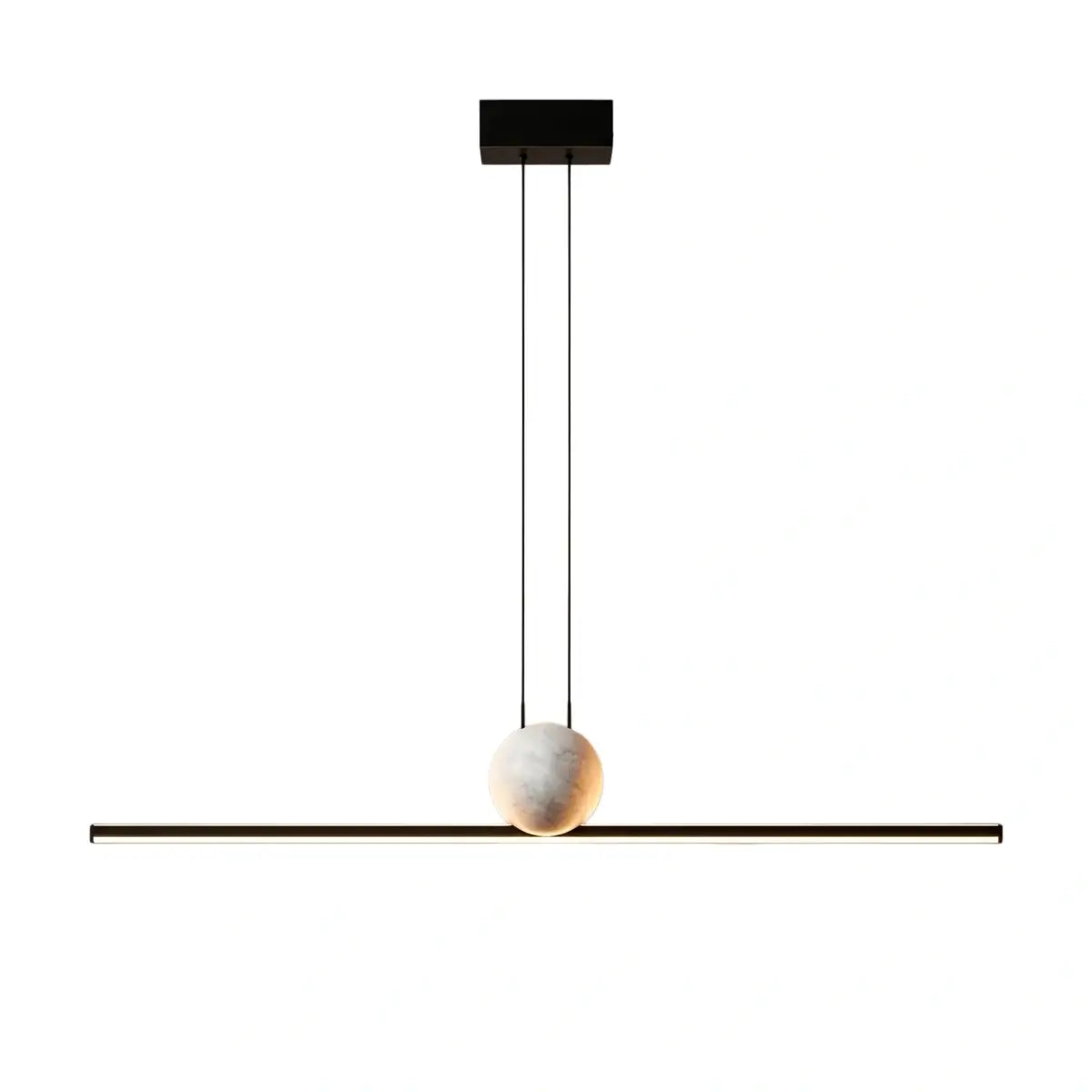 Modern Linear Pendant Light - Black/Gold Metal & Marble for Kitchen - Flindria
