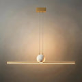 Modern Linear Pendant Light - Black/Gold Metal & Marble for Kitchen - Flindria